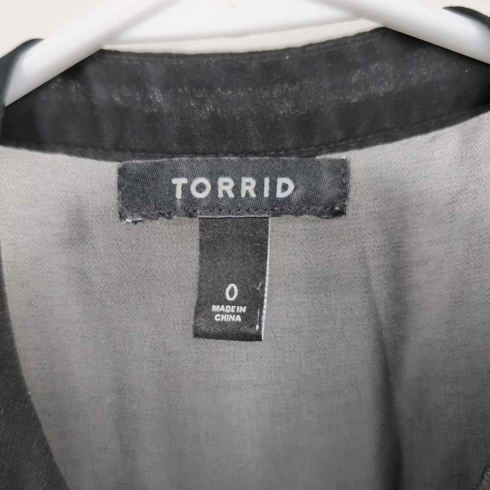 Torrid Kimono Cardigan Black Sheer Button Up Women's Size 0 - Picture 2 of 5